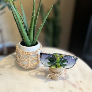 Halston blue tortoise, blue gradient lens brow bar sunglasses